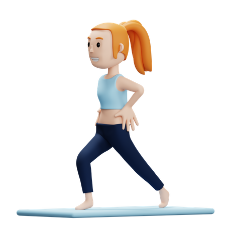 Frau macht Yoga-Pose „Kriegerin“  3D Illustration