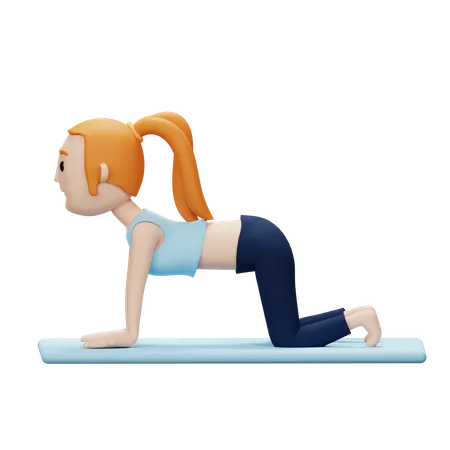 Frau macht Yoga-Pose mit der Kuh  3D Illustration