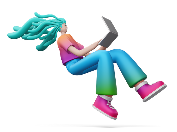Frau macht Online-Shopping, während sie auf dem Sofa sitzt  3D Illustration