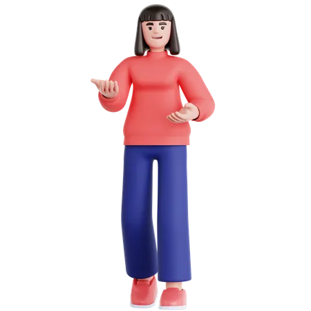 Frau macht Präsentation  3D Illustration