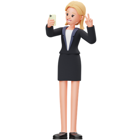 Frau macht Selfie  3D Illustration