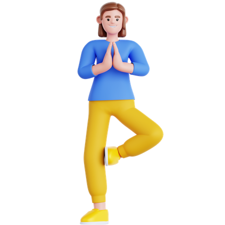 Frau macht Yoga-Übungen  3D Illustration