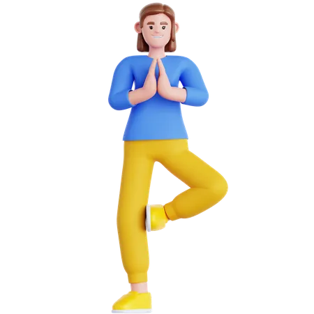 Frau macht Yoga-Übungen  3D Illustration