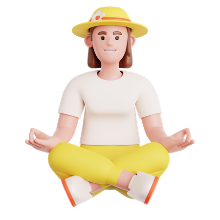 Frau Meditation  3D Illustration