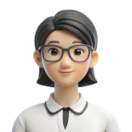 Frau mit Brille Avatar  3D Icon