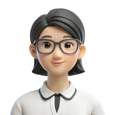 Frau mit Brille Avatar  3D Icon