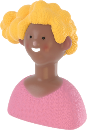 Frau mit gelben lockigen Haaren  3D Illustration