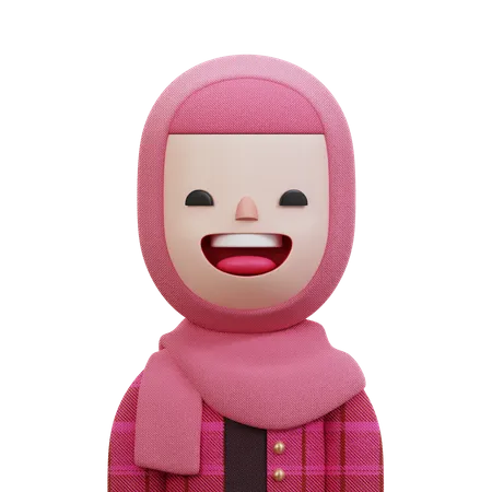 Frau mit rosa Hijab  3D Icon