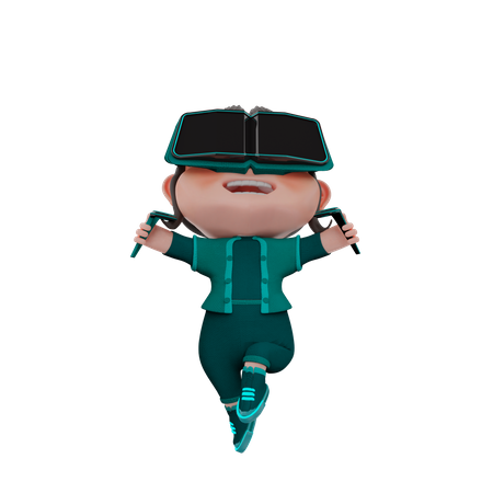 Frau nutzt VR  3D Illustration