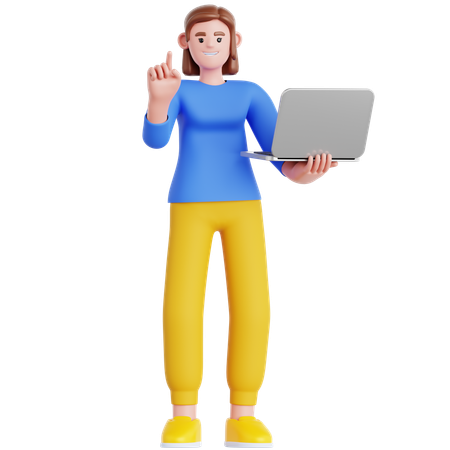 Frau, Präsentation, Mit, Laptop  3D Illustration