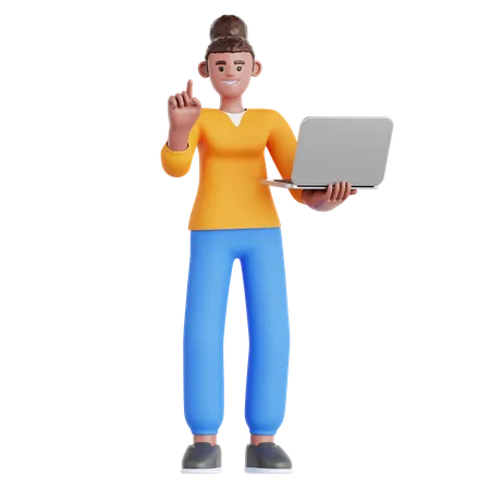 Frau, Präsentation, Mit, Laptop  3D Illustration