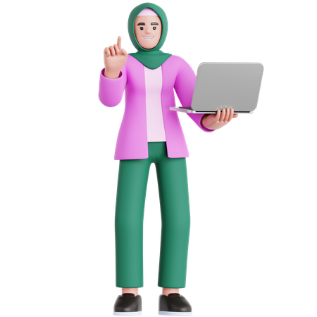 Frau, Präsentation, Mit, Laptop  3D Illustration