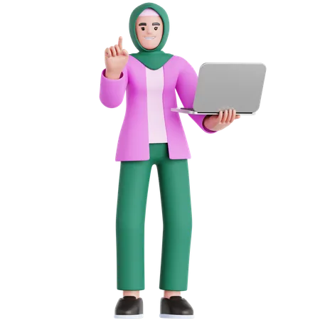 Frau, Präsentation, Mit, Laptop  3D Illustration