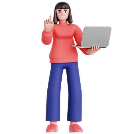 Frau, Präsentation, Mit, Laptop  3D Illustration