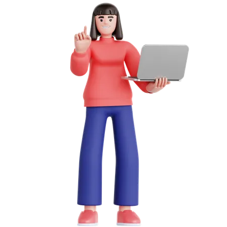 Frau, Präsentation, Mit, Laptop  3D Illustration