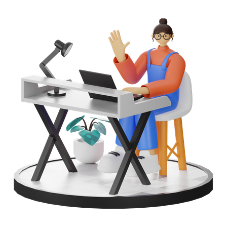 Frau sagt Hallo  3D Icon