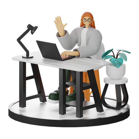 Frau sagt Hallo  3D Icon