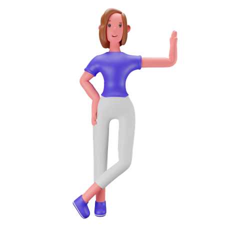 Frau sagt Hallo  3D Illustration