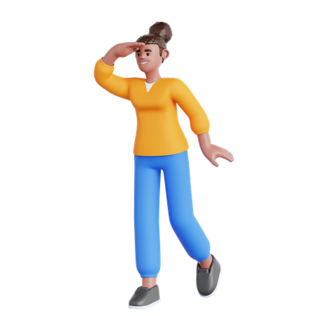 Frau schaut in die Ferne  3D Illustration