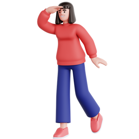 Frau schaut in die Ferne  3D Illustration