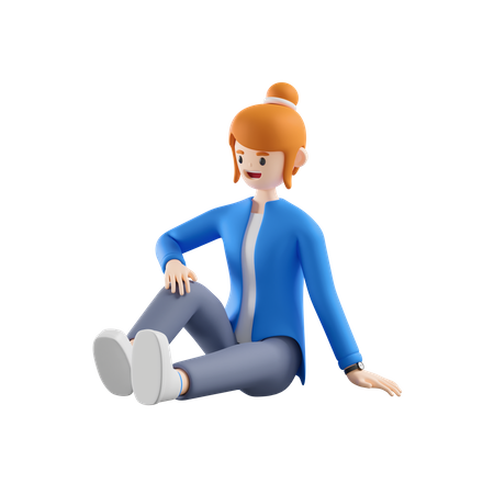 Frau sitzt auf dem Boden  3D Illustration
