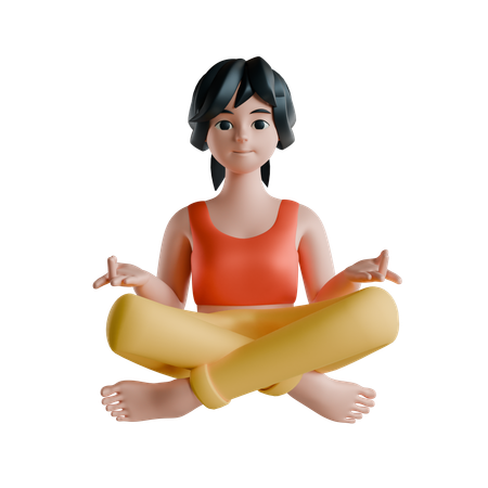 Frau sitzt in Yoga-pose  3D Icon