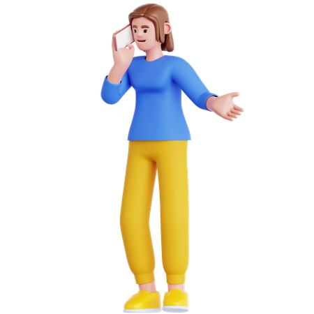 Frau telefoniert mit Handy  3D Illustration