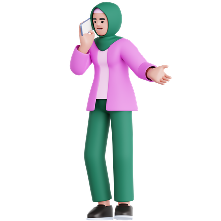 Frau telefoniert mit Handy  3D Illustration