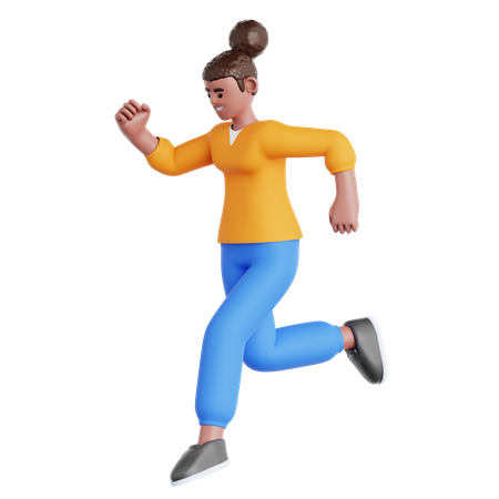 Frau springt herunter  3D Illustration