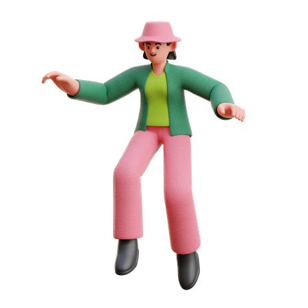 Frau springt herunter  3D Illustration