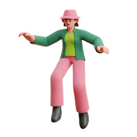 Frau springt herunter  3D Illustration