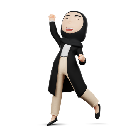 Frau springt wegen des Eid-Festes  3D Illustration