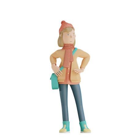 Frau stehend pose  3D Illustration
