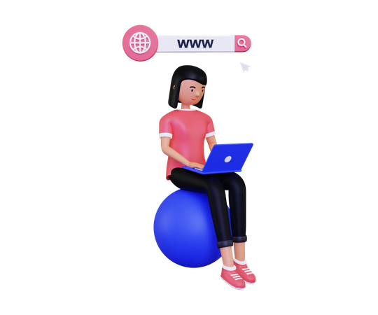Frau beim Surfen im Internet  3D Illustration