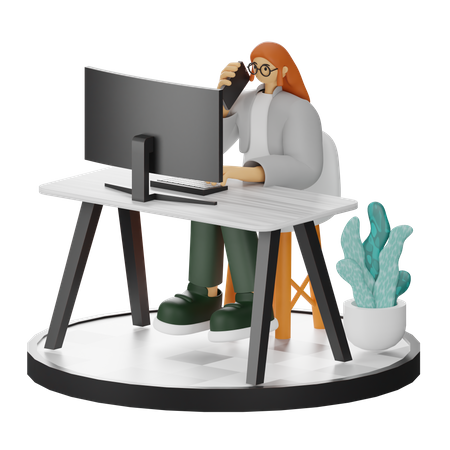 Frau spricht am Telefon  3D Illustration