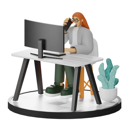 Frau spricht am Telefon  3D Illustration