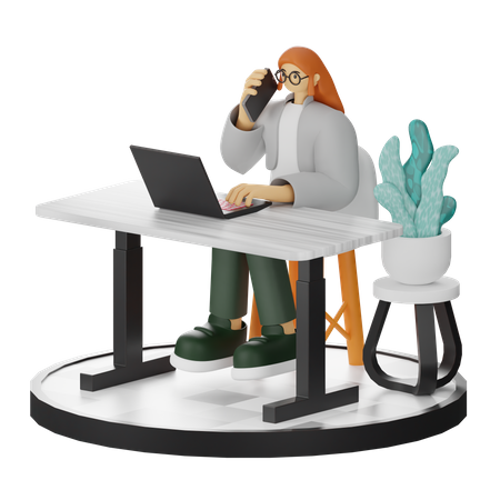 Frau spricht am Telefon  3D Illustration