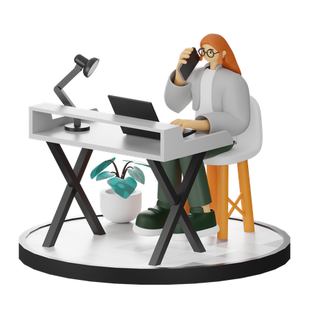 Frau spricht am Telefon  3D Illustration