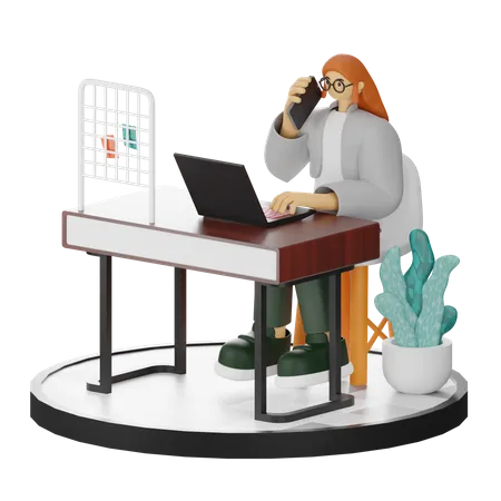 Frau spricht am Telefon  3D Illustration