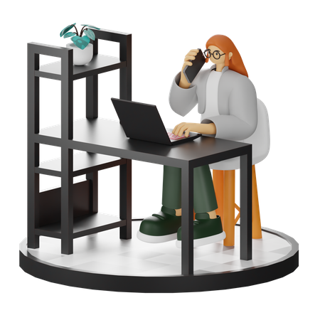 Frau spricht am Telefon  3D Illustration