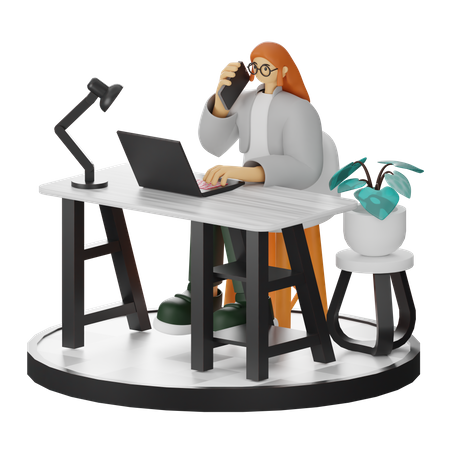 Frau spricht am Telefon  3D Illustration