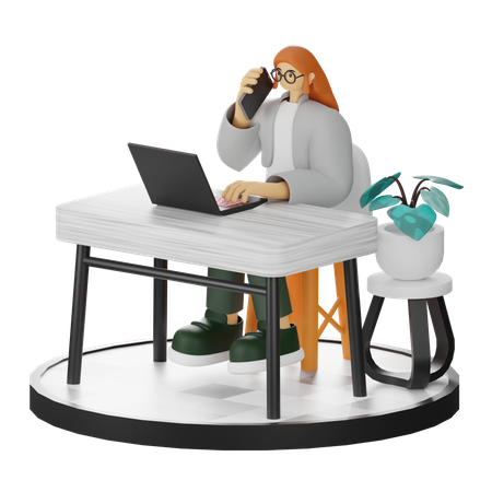 Frau spricht am Telefon  3D Illustration