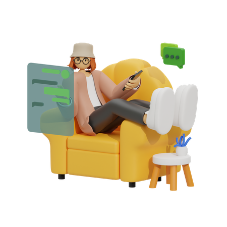 Frauengespräche und Entspannen auf dem Sofa  3D Illustration