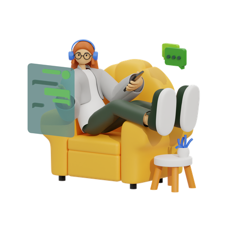 Frauengespräche und Entspannen auf dem Sofa  3D Illustration