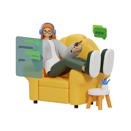 Frauengespräche und Entspannen auf dem Sofa  3D Illustration