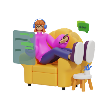 Frauengespräche und Entspannen auf dem Sofa  3D Illustration