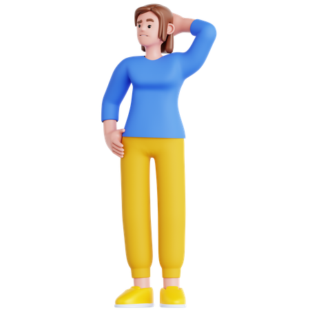 Frau verwirrt  3D Illustration