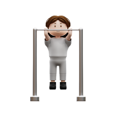 Frau Workout Pull-Up  3D Illustration