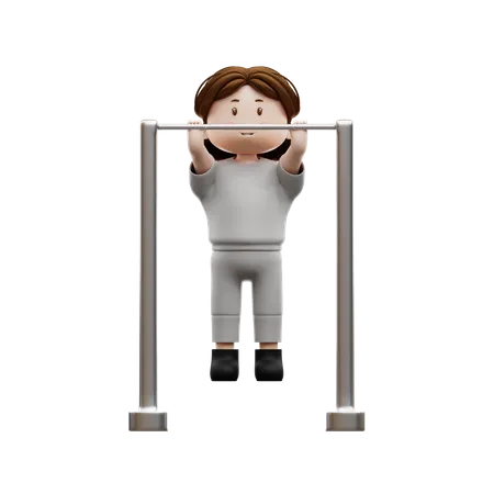 Frau Workout Pull-Up  3D Illustration