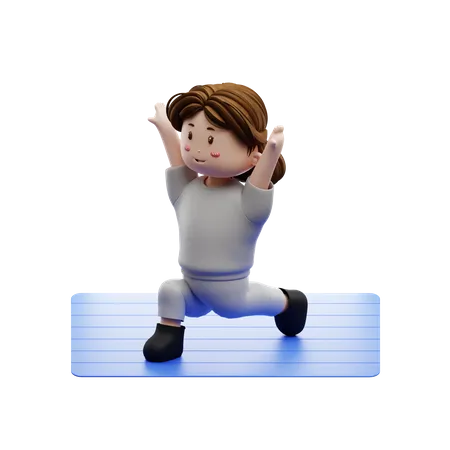 Frau Workout Körper Stretching in Matratze  3D Illustration